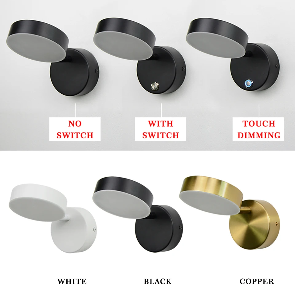 led lampada wall light project led indoor wall lamps no switchwith switchdimming for home bedside bedroom wall decor arts scon free global shipping