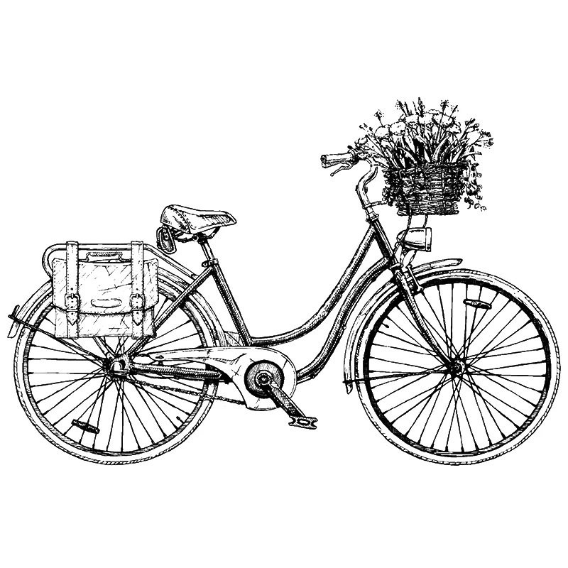 

New Vintage Bicycle Bouquet Pattern Clear Stamps for DIY Greeting Card Making Scrapbooking Decoration No Metal Cutting Dies 2021
