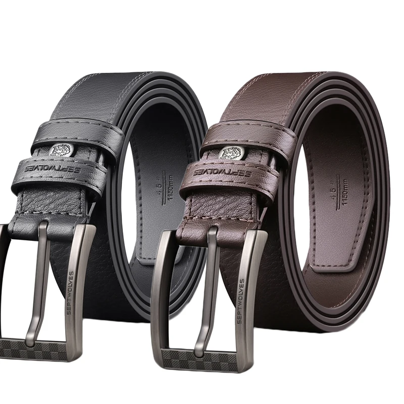 Brand New High Quality Leather Luxury Strap Business Belts For Men Fashion Classice Vintage Pin Buckle Male Formal Suit Belts