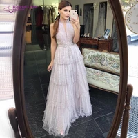 dubai a line evening dresses for women 2020 high neck crystal tulle tiered layers graduation formal engagement party gowns