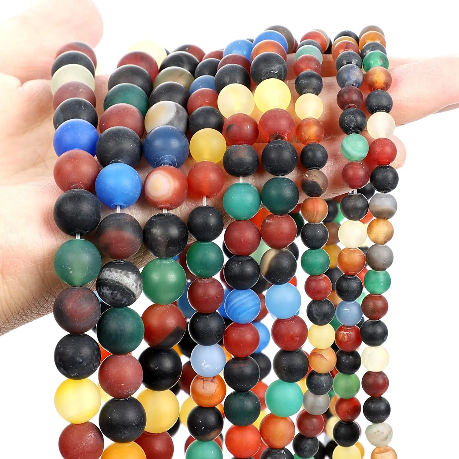 

Natural Stone Beads 8mm Frosted Fancy Color Agate Loose Beads For Diy Jewelry Making Bracelet Necklace Amulet Accessories