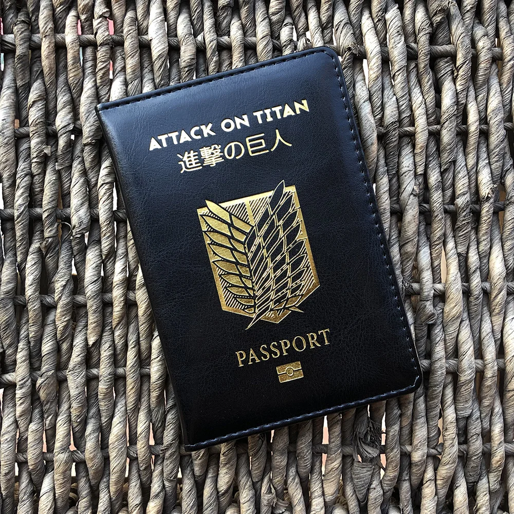 Attack on Titan Passport Cover Anime Shingeki no Kyojin Travel Case for Passports Wings of Freedom