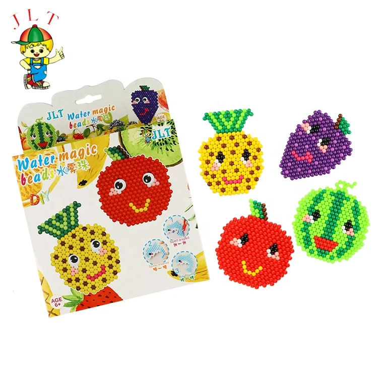 

JINLETONG Water hama Beads Kit 10 pattern 3d puzzle Toy DIY Magic Water Sticky Beads Complete Set Children's toys