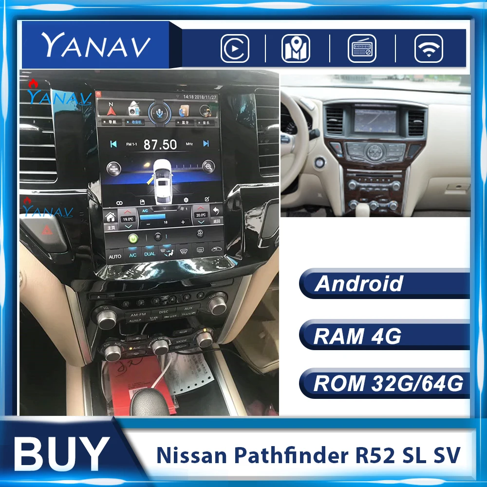 

2Din Android Tesla style car radio multi for Nissan Pathfinder 2012-2020 car auto audio Vertical Screen GPS navigation head unit