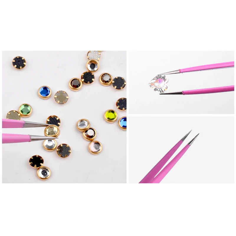 Антистатические пинцеты из нержавеющей стали для аксессуаров дизайна ногтей V9