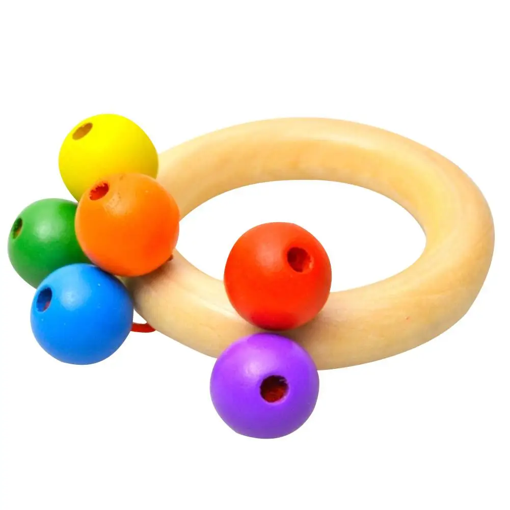 

Wooden Bell Rattle Toy Baby Handbell Musical Educational Rattles