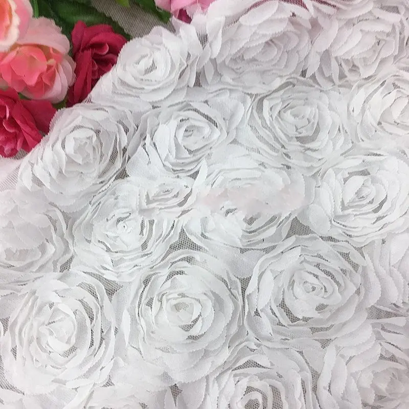 Ice 1 м/лот 3D шифоновая белая розовая кружевная швейная ткань для женского платья