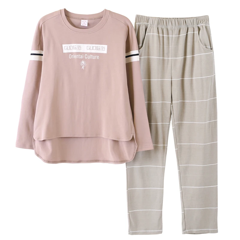 Женская домашняя одежда из 100% хлопка с длинными рукавами на осень одинаковые