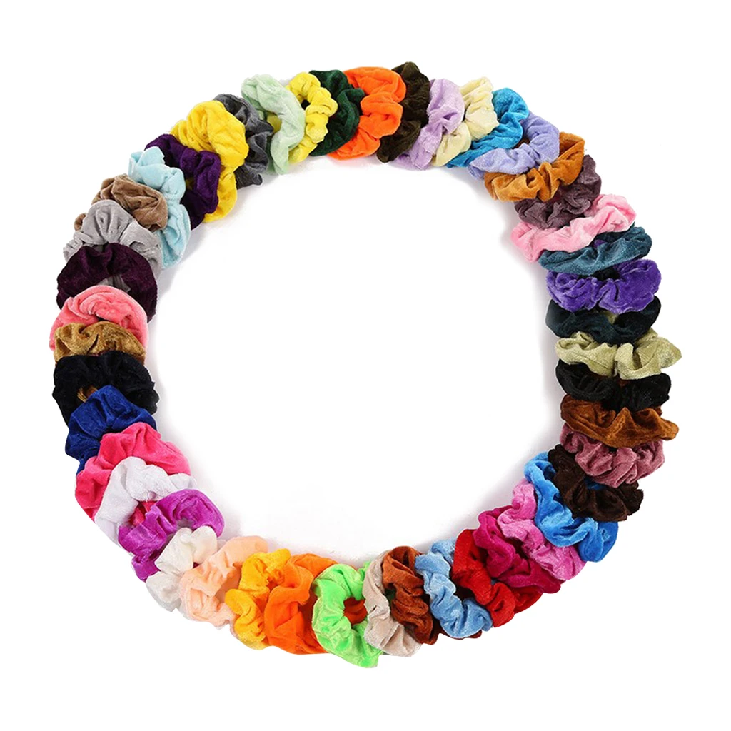 

46 Velvet Hair Bands For Women, Assortment Of Elastic Hair Bands