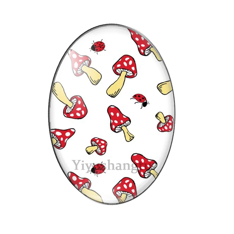 

Beauty mushroom Fungi colony drawing 13x18mm/18x25mm/30x40mm Oval photo glass cabochon demo flat back Making findings