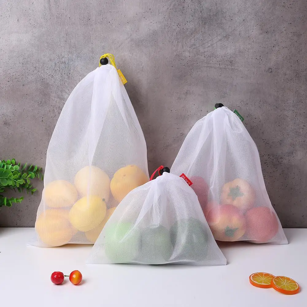 

3/15pcs 3 Size Reusable Mesh Produce Bags Kids Toy Bag Fruit Bags for Grocery Shopping Storage
