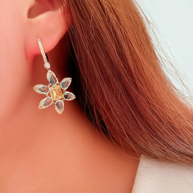 

Sweet Romantic Flower Earrings For Girl Mori series Fresh Petal Earrings Silver Needle Brand Design Women Luxury Wedding Jewelry