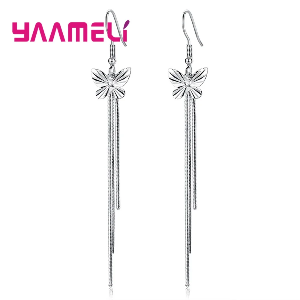 

Новое поступление корейские модные серьги для OL Grace Lady Chic Бабочка Насекомое с кисточкой Серебро 925 пробы металлические ювелирные изделия