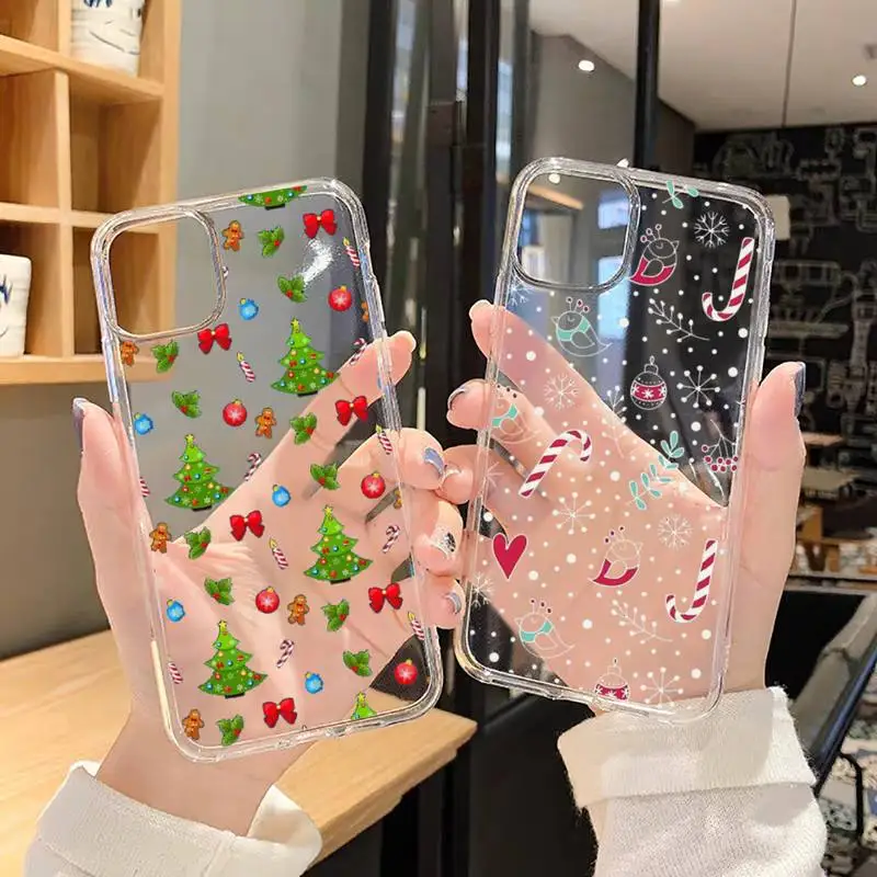 

Christmas new Year happy Cartoon Phone Case For iphone 13 12 11 8 7 plus mini x xs xr pro max Transparent soft