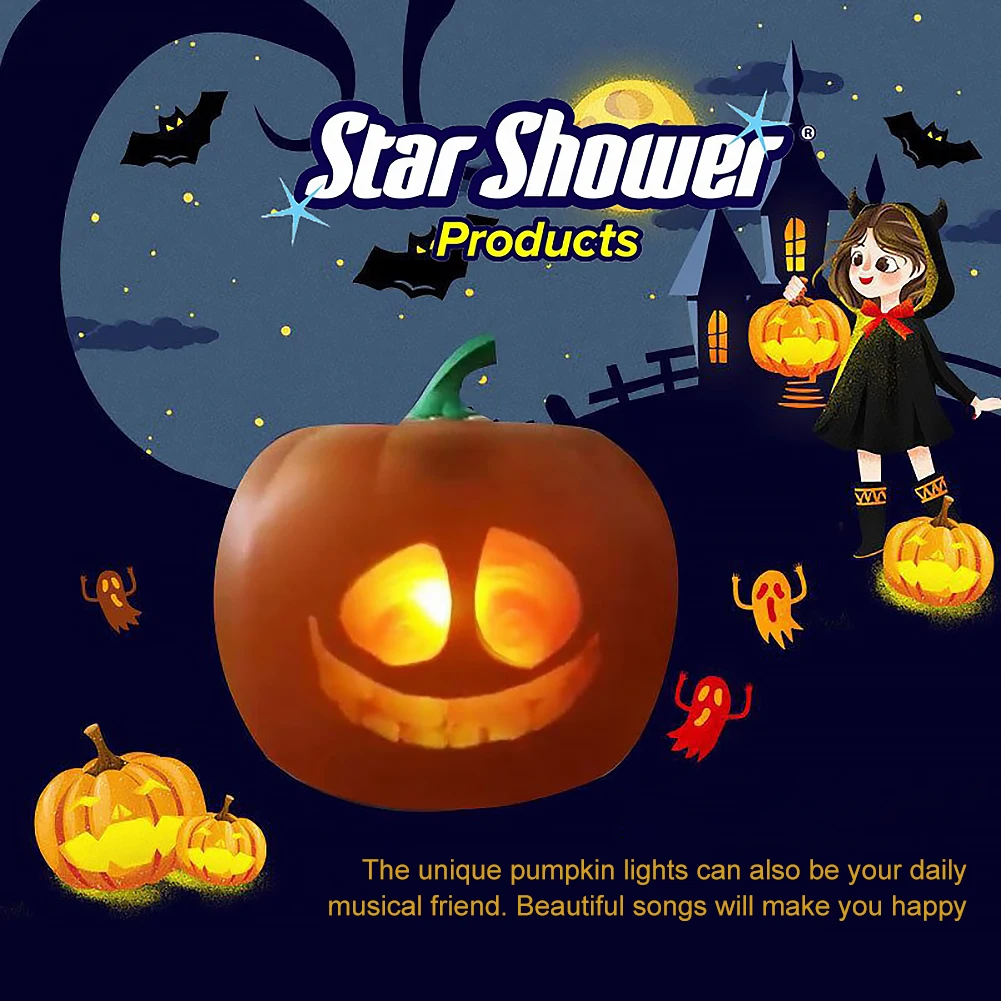 Linterna LED con forma de calabaza para decoraci&oacute;n de fiestas de Halloween, l&aacute;mpara de proyecci&oacute;n escalofriante, para cantar, para ni&ntilde;os, de EE. UU., UE y Reino Unido-1
