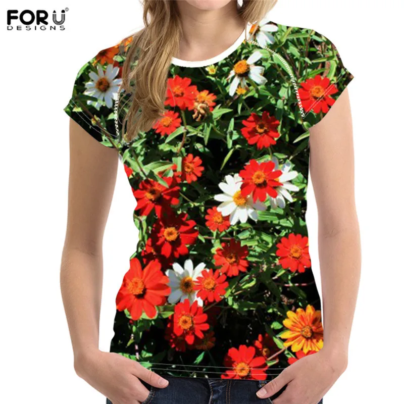 FORUDESIGNS/женская футболка, цветочный дизайн, футболки для мам, розовые цветочные розы, топы, футболки, Harajuku, женские футболки, Camiseta feminina - Цвет: HMO233BV