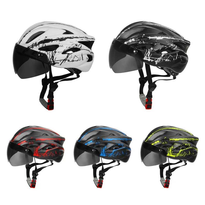 

Stylish Black Goggles Bicycle Helmet Ultralight Pattern Bike Helmet Riding Mountain Road Bike Integrally Molded Cycling Helmets