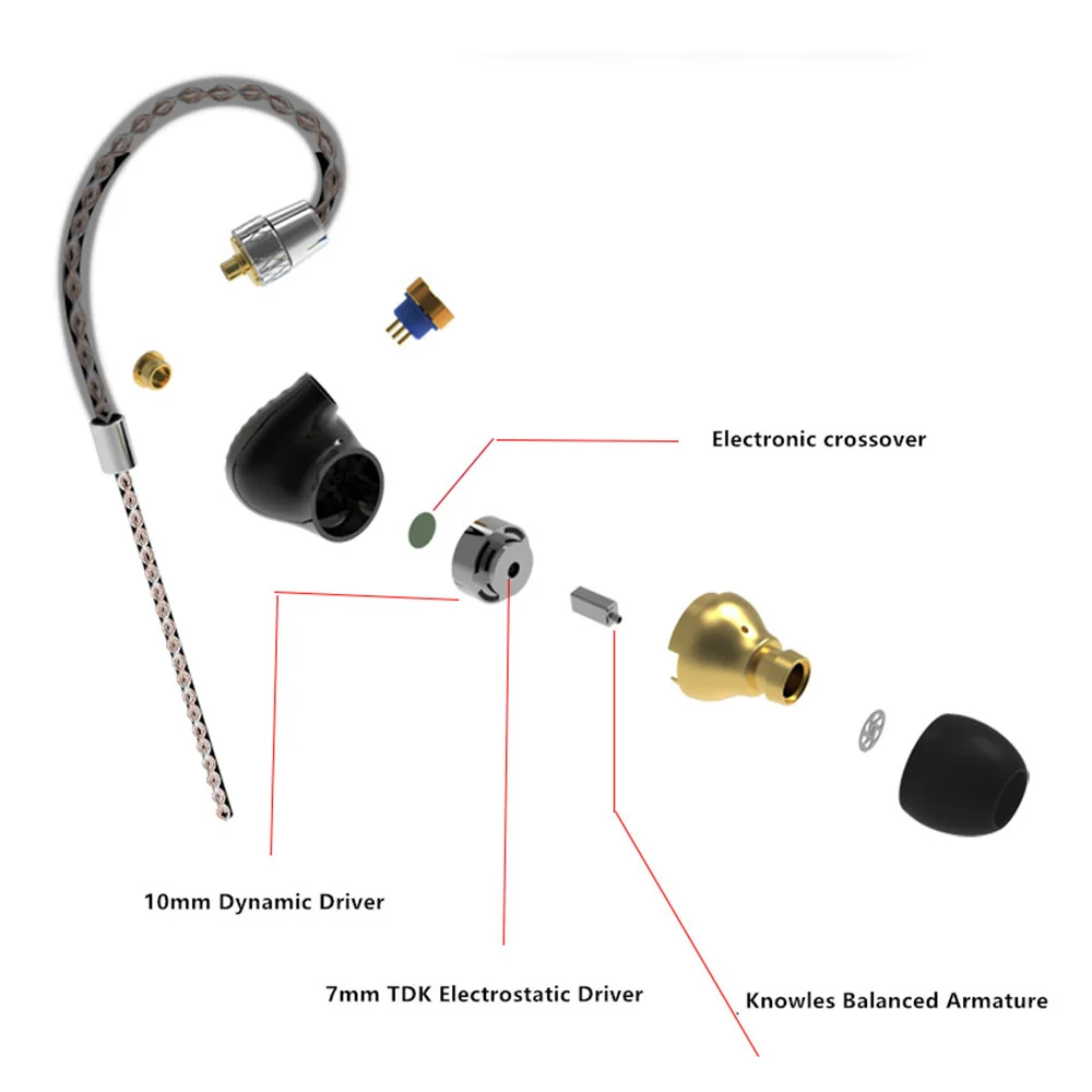 Hi-Fi наушники-вкладыши Shell MT300 EST + BA DD гибридные IEMs со съемным кабелем MMCX OCC для