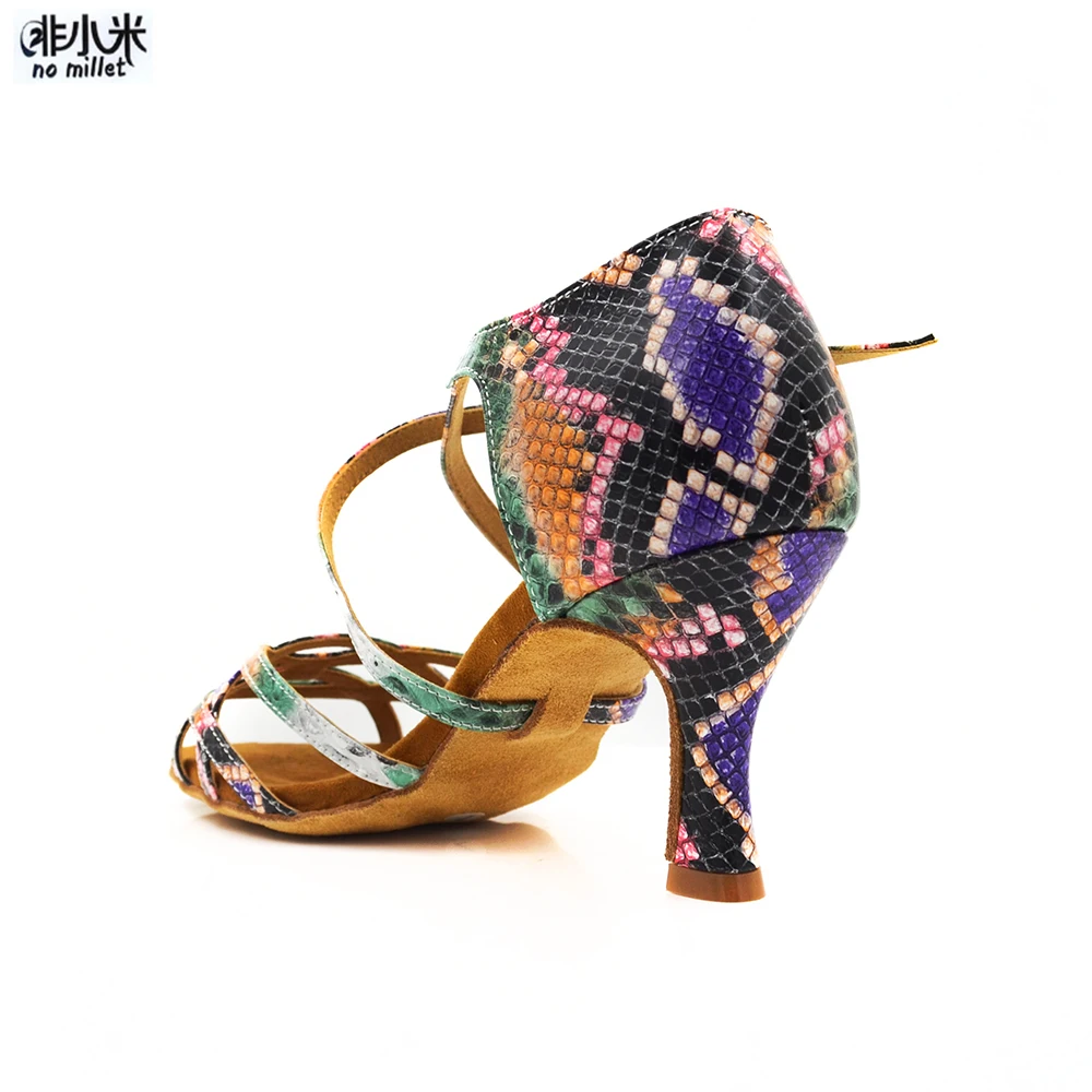 Новое поступление женская обувь Цветные Цветочные кожаные туфли для латинских