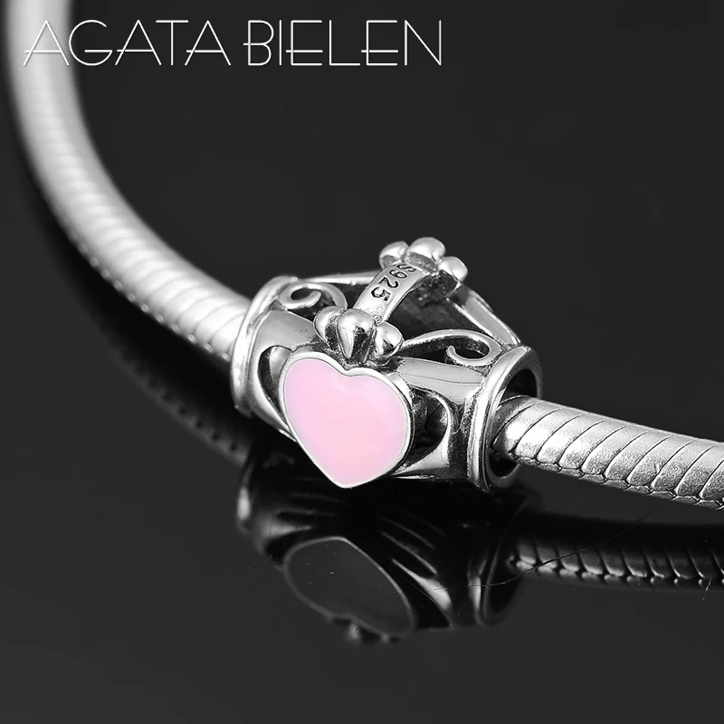 Бусины-шармы из серебра 925 пробы в виде РОЗОВОГО СЕРДЦА | Украшения и аксессуары