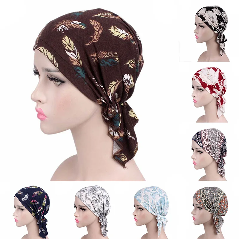 Women Muslim Hijabs Hat Bohemia Style Lady Turban Cap Beanie Scarf Turban Head Wrap Cap Women Hair Accessories