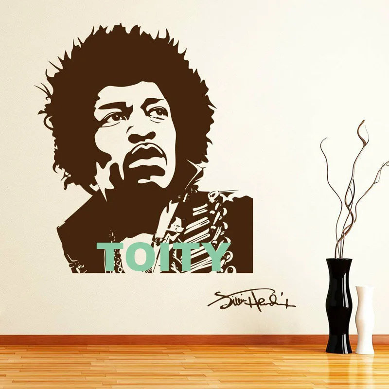Brown-H63xW57cm JIMMY HENDRIX музыка поп звезда винил стены Искусство комната, наклейка на дверь окна трафареты роспись Декор - Цвет: Brown-H63xW57cm
