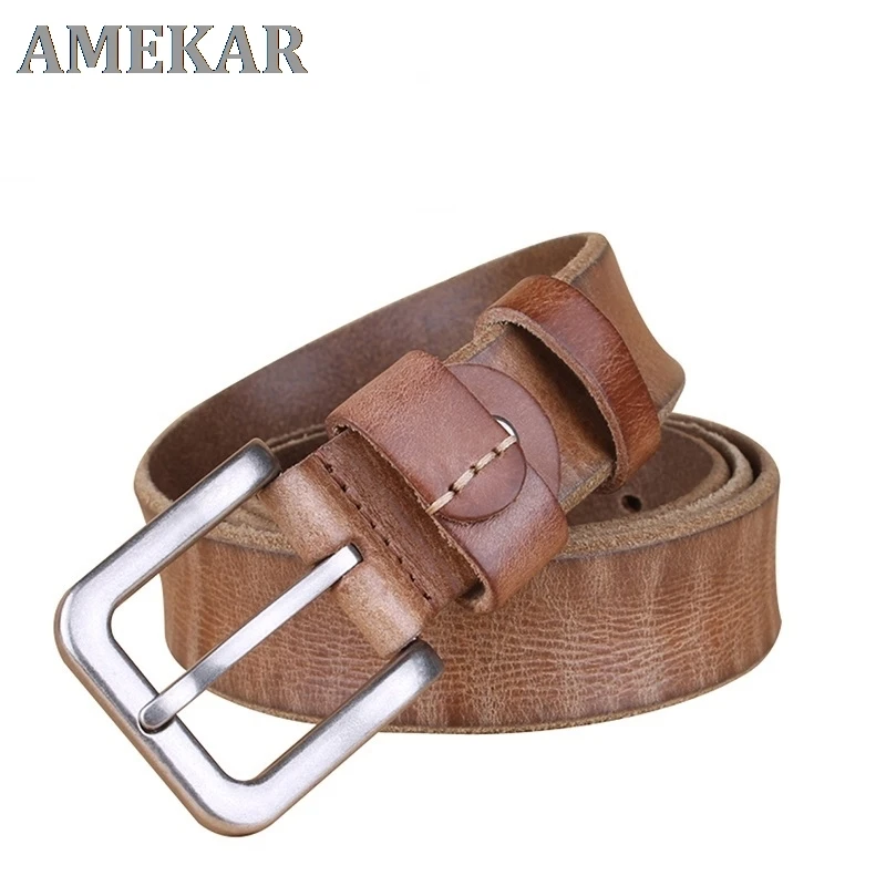 

Thin Belts for Women Unisex Genuine Leather Belt Female Metal Pin Buckle Belt
