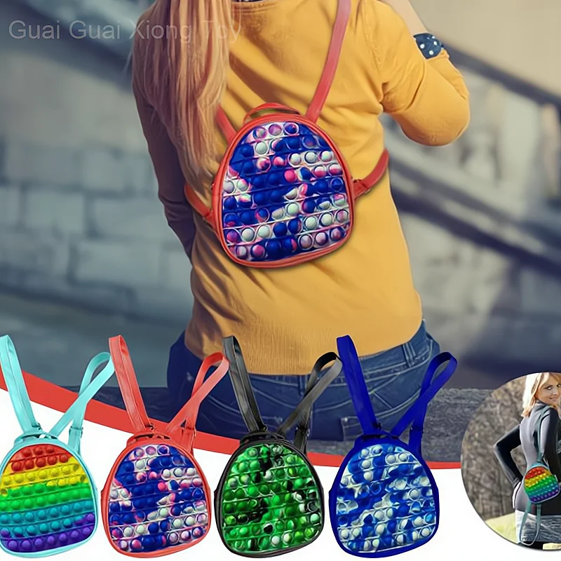

New 20cm Backpack Popet Silicone Push Bubble Backpack Storage Bag Sensory Anti-stress Boy Girl Kawaii Pop Bag Relax Fidget Toys