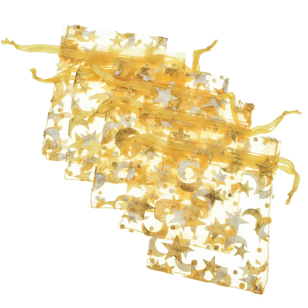 50 шт./лот высококачественные желтые сумки из органзы со звездами и луной вечерние