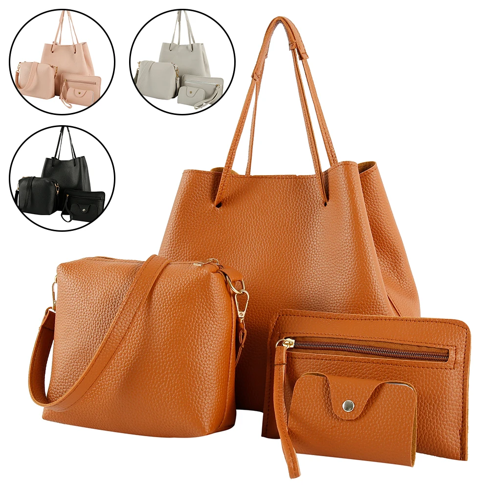 Комплект из 4 предметов женская сумка Модный женский кошелек и сумочка через