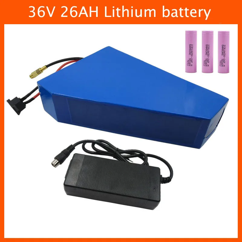 

36V 1000W Triangle Ebike bateria 36V 26AH 30AH Electric Bike lithium battery pack with bag Use samsung 18650 cell 42V 5A charger