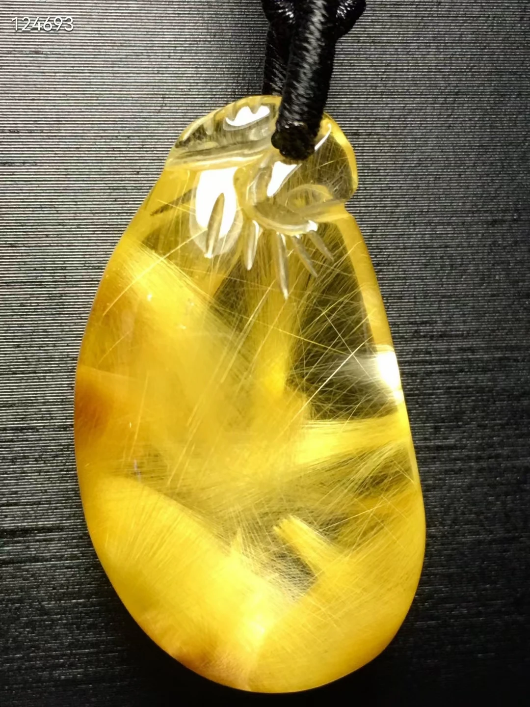 

Natural Gold Rutilated Quartz Gourd Pendant Brazil 32*28*11mm 18K Gold Wealthy Flower Women Jewelry Genuine AAAAAA
