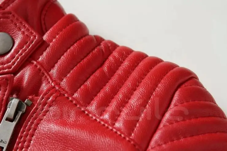 Облегающая женская мотоциклетная модная байкерская куртка Дамское красное