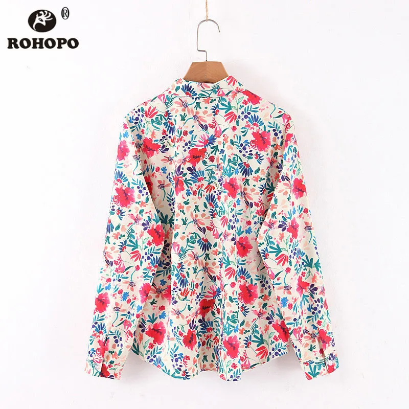 ROHOPO/женская блузка с длинными рукавами и цветочным принтом элегантная Осенняя