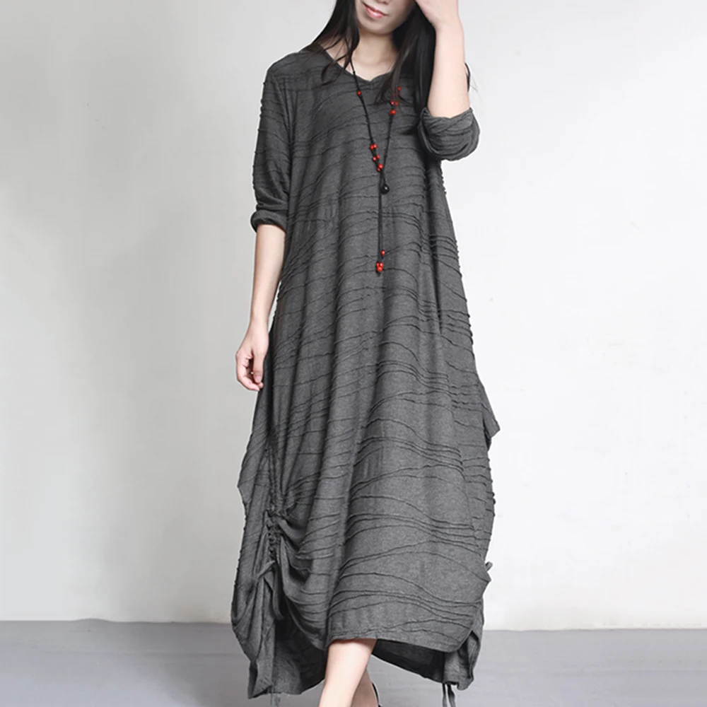 

Autumn Women Casual Black Dress Mori Girl Solid Color Oversize Loose Maxi Dress Korean Japanese Clothes Irregular Long Dres