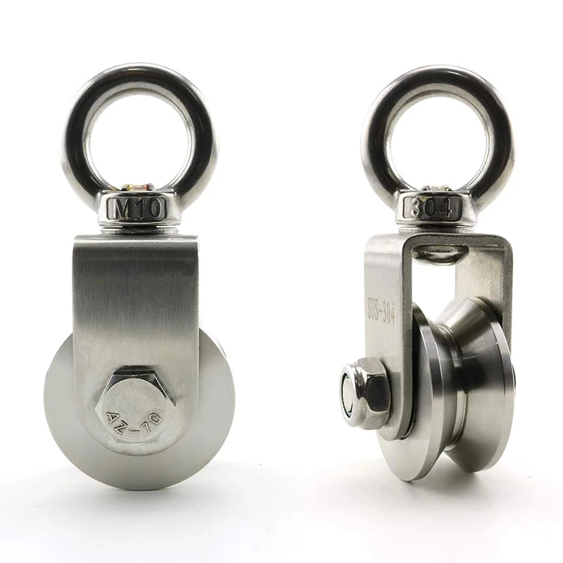 

V Type Swivel Pulley 304 Stainless Steel Duplex Bearing Silent Detachable 360 Degree Rotation Heavy Duty Traction Wheel