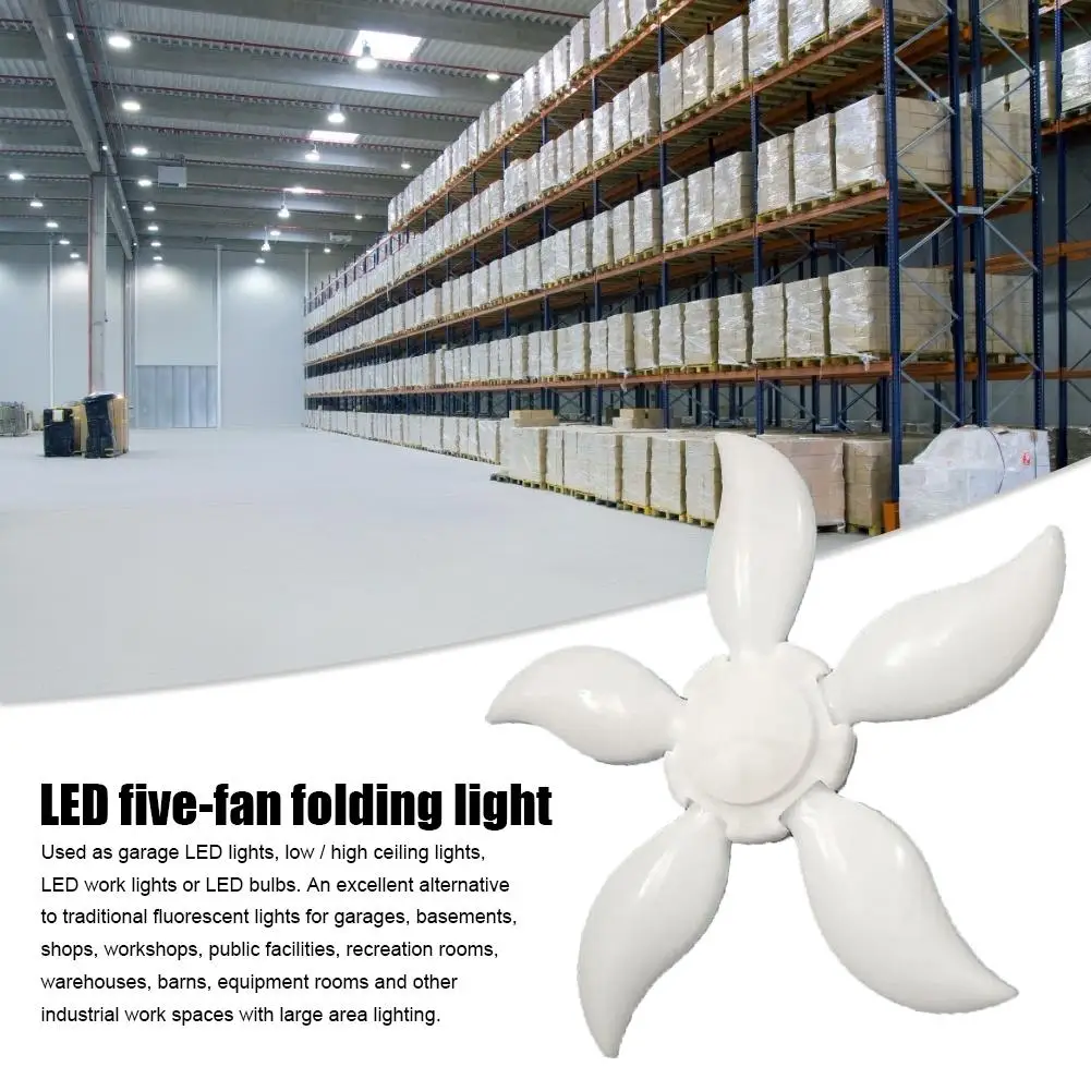 Новая супер яркая Складная Светодиодная лампа для гаража с пятью вентиляторами 75
