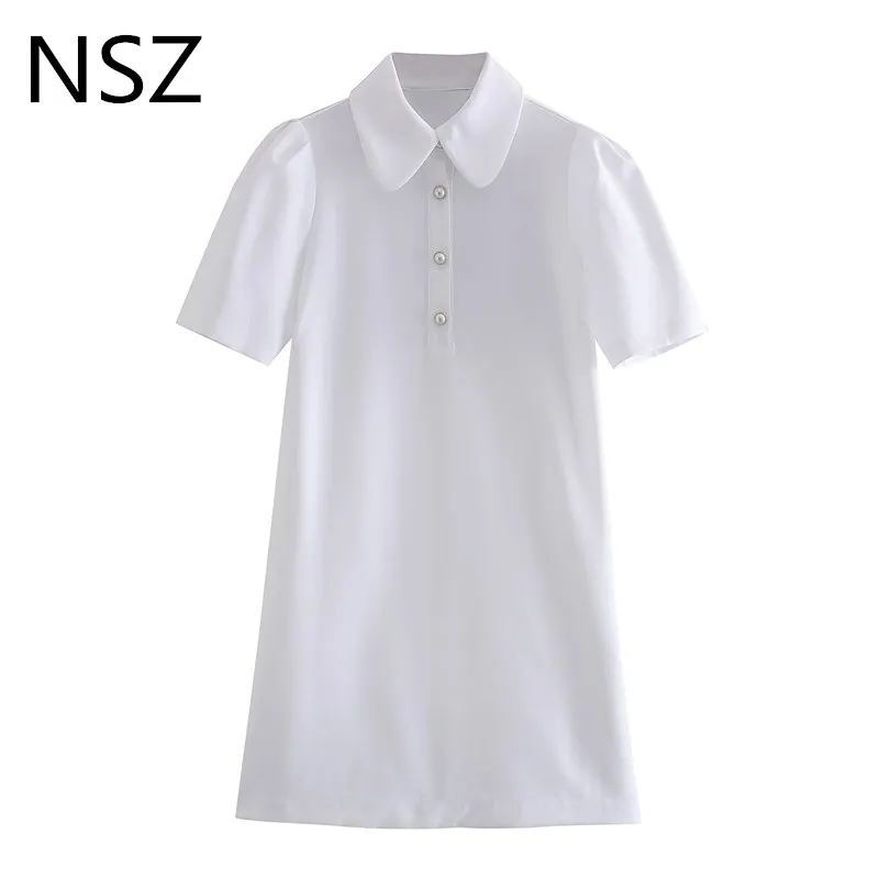 NSZ Женская Белая Летняя длинная футболка с коротким рукавом прямое платье