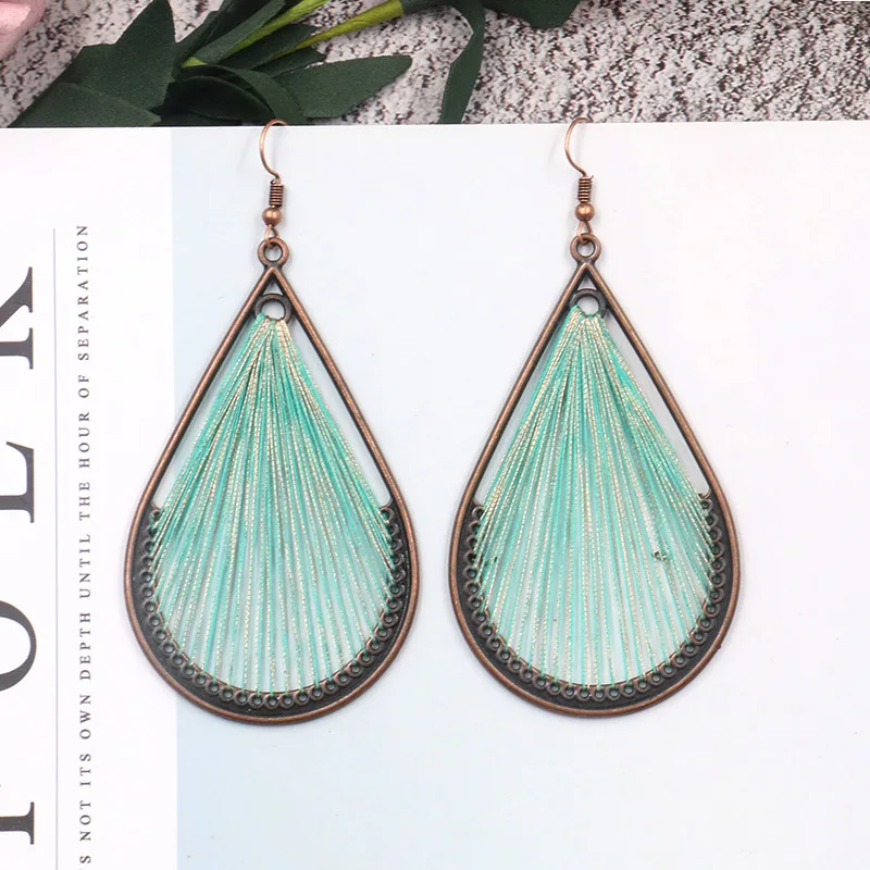 

Wholesale Fashion Exaggerating Earrings Women's Creative Drop-Shaped Hand-Woven Earrings Popular Ornament Wholesale