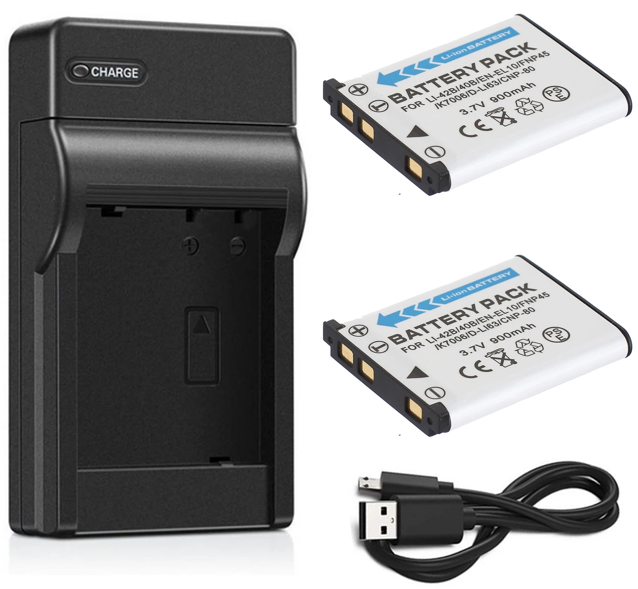 Аккумулятор (2 упаковки) + зарядное устройство для цифровой камеры Olympus FE20 FE190 FE220