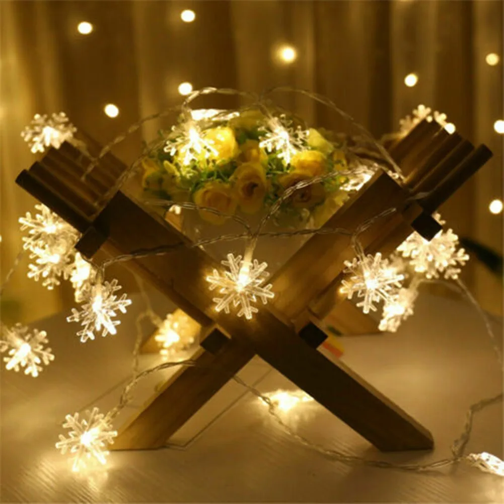 

LED Christmas Tree Snowflake String Flakes Lights For Indoor Outdoor Warm White Wdjjfdflddfsdjldskdlsdll