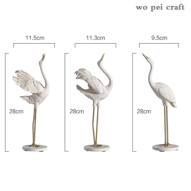 

Classical Ornaments Fairy Crane Golden Decorative Statue Desk Decor Crane Statuette Resin Figurine Home Decoration Modern