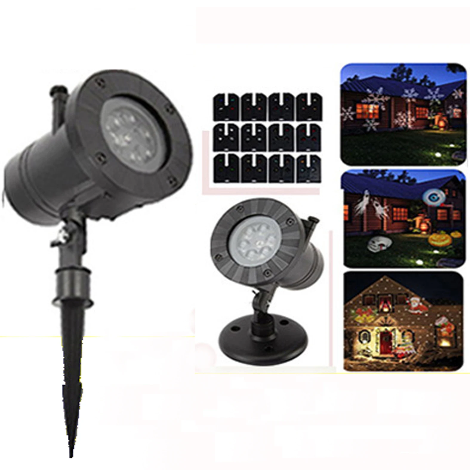 Рождественский лазерный проектор в виде снежинок 12 узоров уличный светодиодный