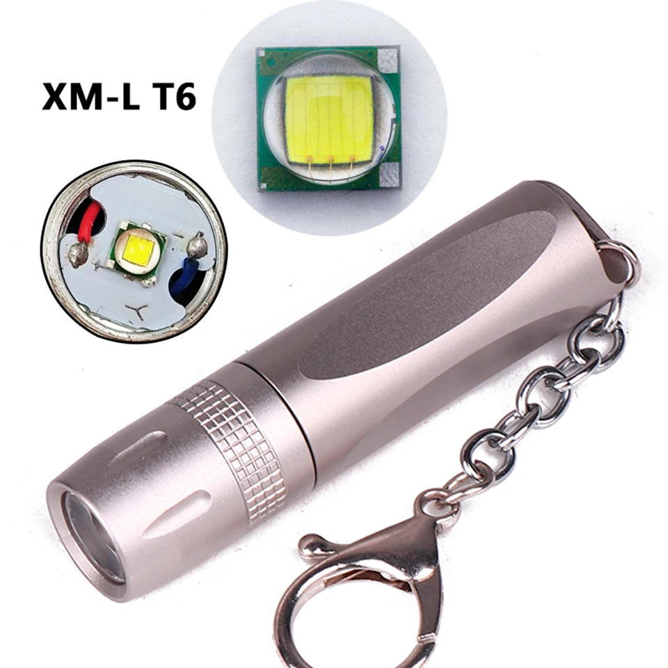 XM-L T6 Mini Super Bright LED Flashlight Водонепроницаемый фонарик из алюминиевого сплава AA или 14500