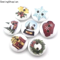 100pcs diy 2 holes wooden buttons wood christmas decorative cartoon handmade scrapbooking for craft supplies sewing accessories