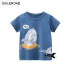 Детские футболки с коротким рукавом SAILEROAD, новые летние топы для малышей, футболки для мальчиков с морскими акулами, одежда для девочек