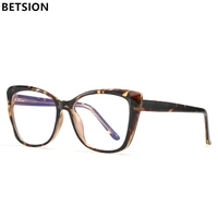 betsion fashion cat eye blue light blocking glasses acetate eyeglasses women spring hinges luxury brand designer eyewear