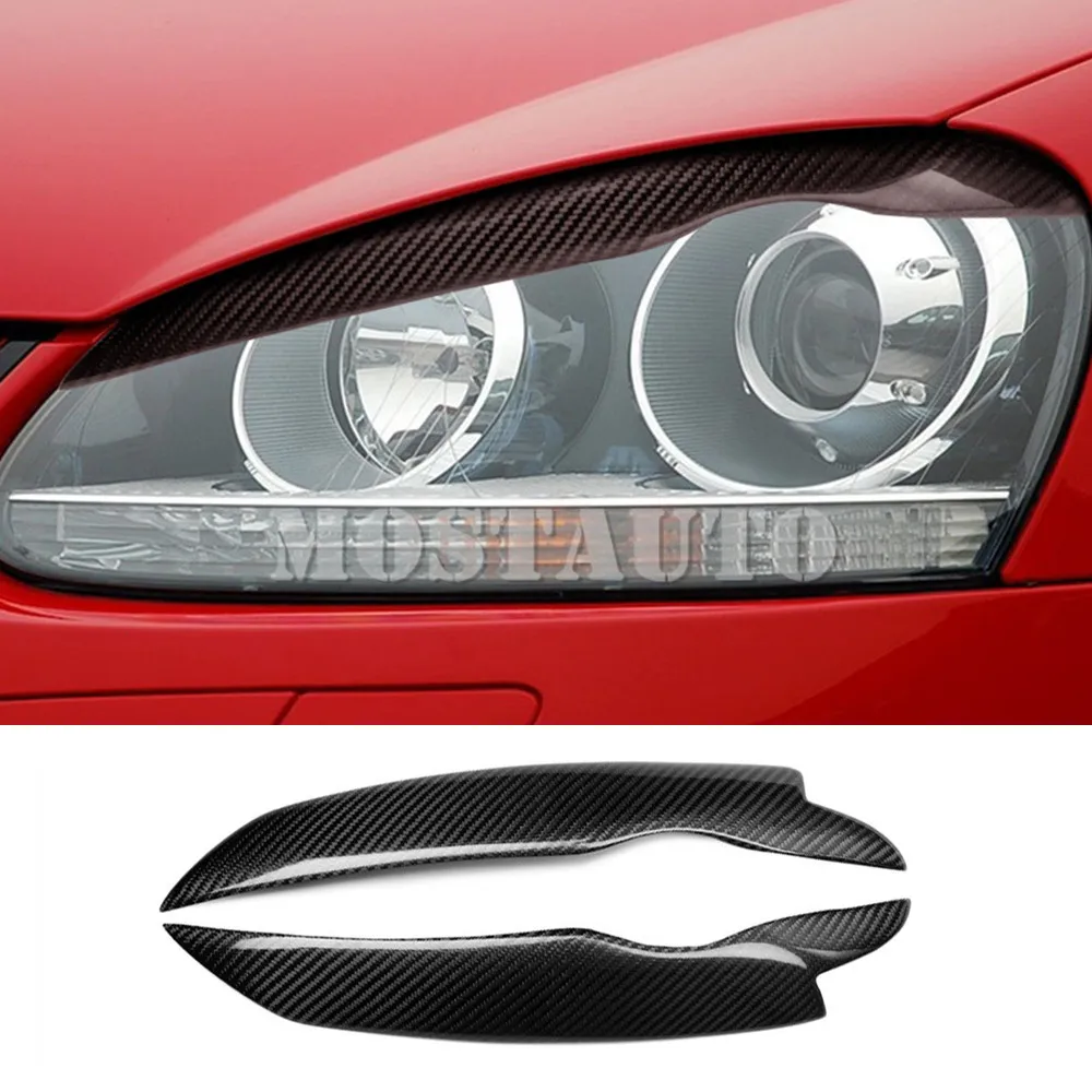 For Volkswagen VW Jetta MK5 Real Carbon Fiber Exterior Headlight Cover Eyelid Eyebrow Trim 2005-2010 2pcs Car Accessories