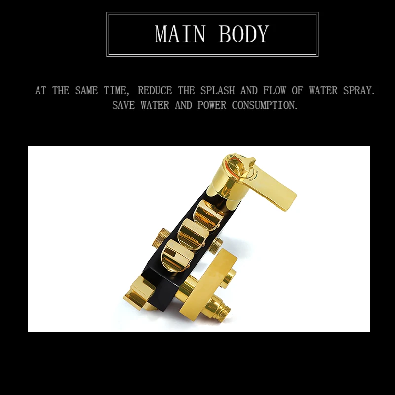 Набор для душа в ванную комнату золотистый термостатический стабилизатор