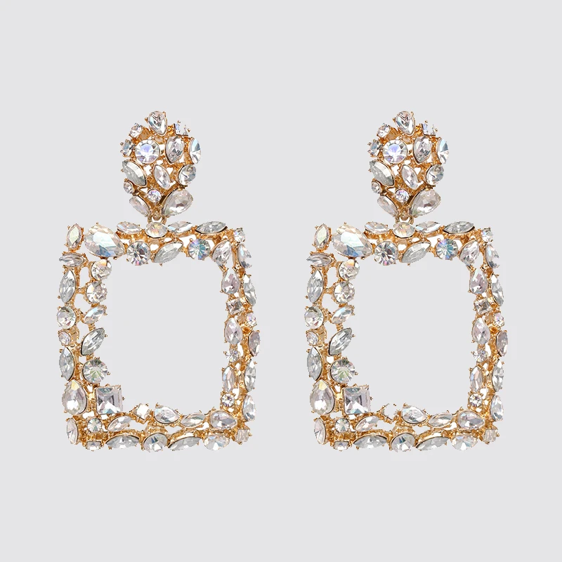 JURAN ZA, новая мода, геометрические висячие серьги с кристаллами,, Boho, ручной работы, висячие серьги для женщин, ювелирное изделие, подарок